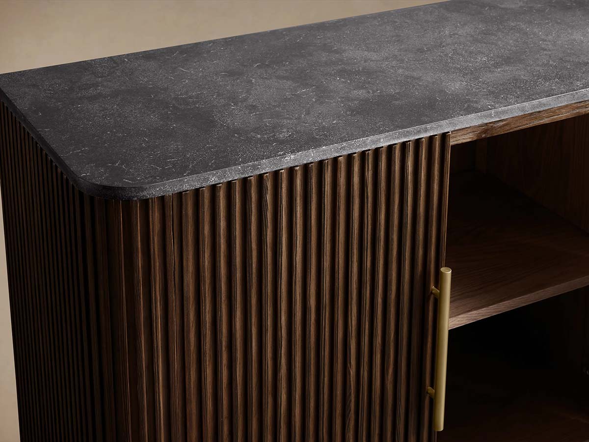 Finnley Wood Sideboard Marble Countertop Buffet Storage Rural Entryways Cabinet