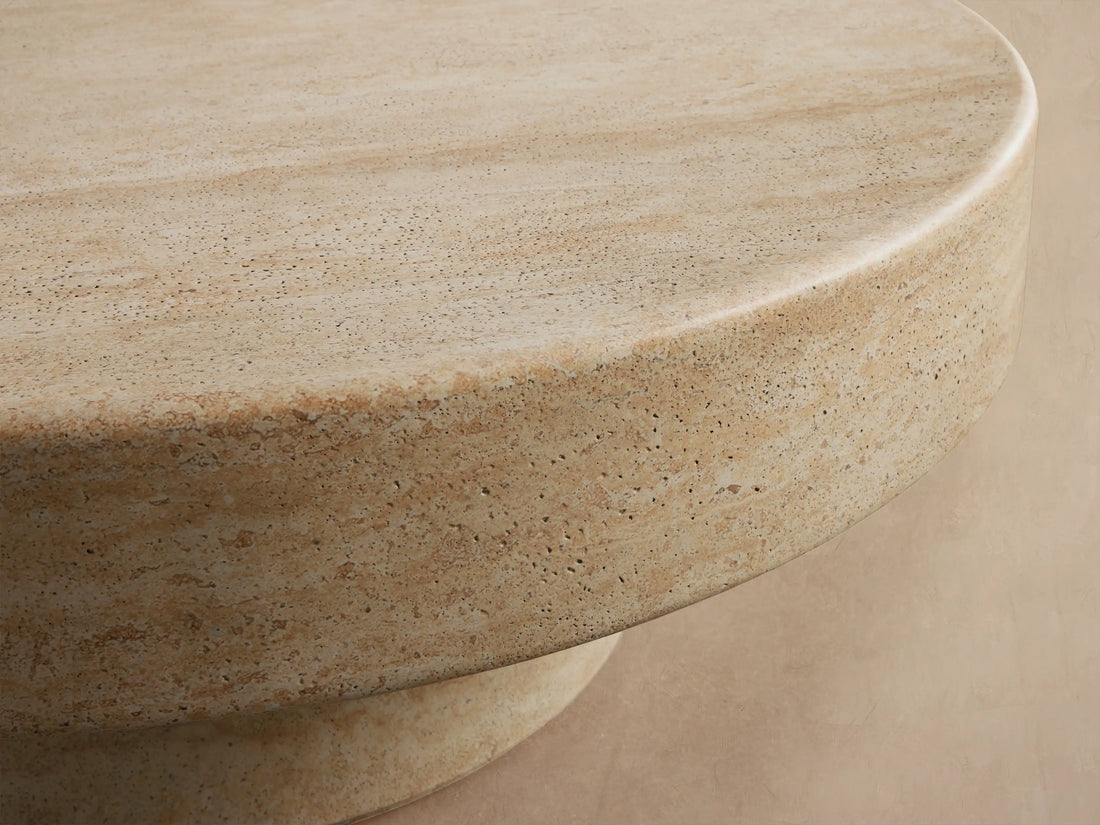Azores Round Concrete Outdoor Coffee Table for Patio and Terrace Spaces