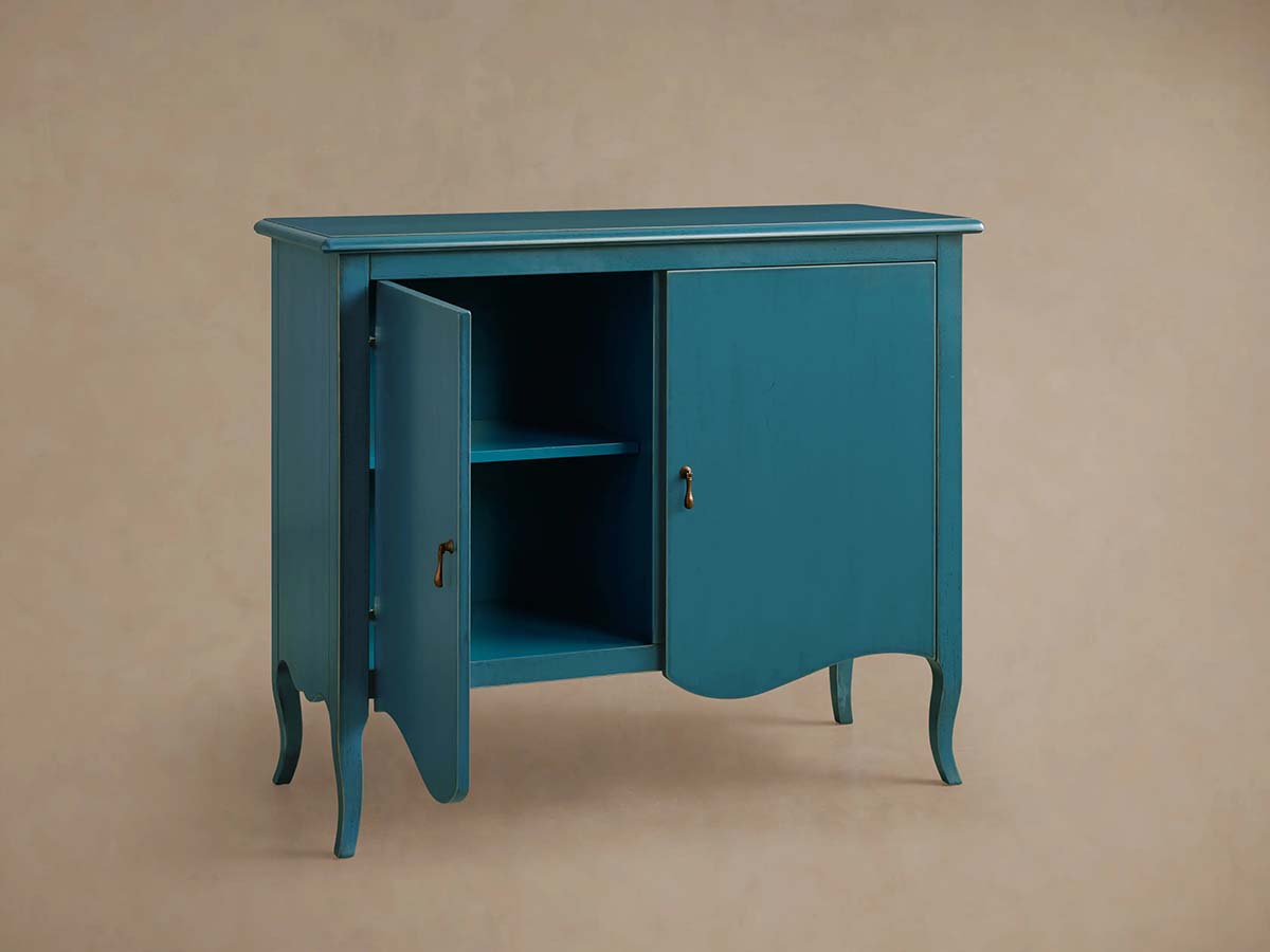 Varzi Hand-Painted Wood Storage Sideboard Antique Buffet Cabinet Tanganika