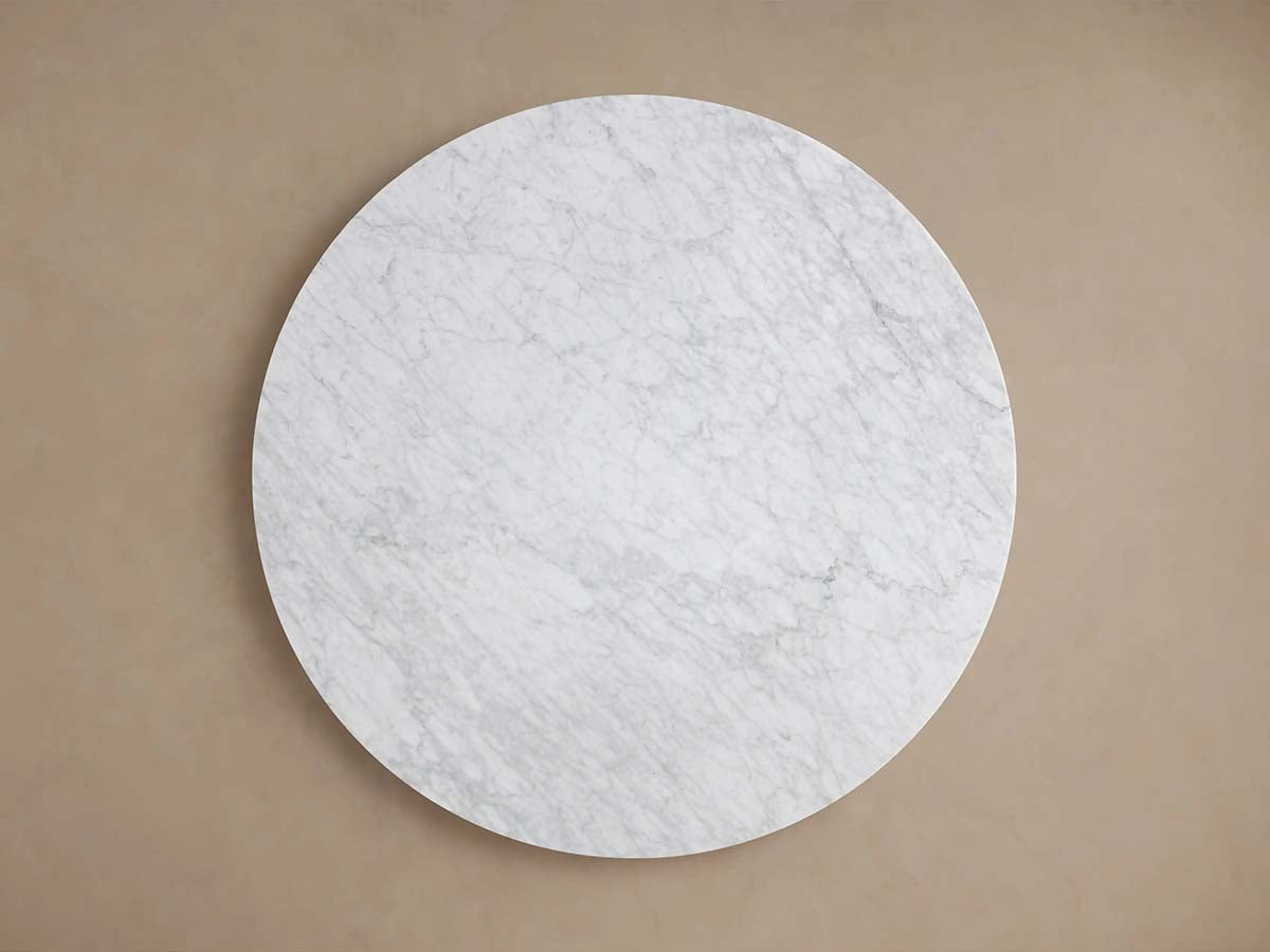 Saint Germain Round Marble Stone Dining Table With Clement Base