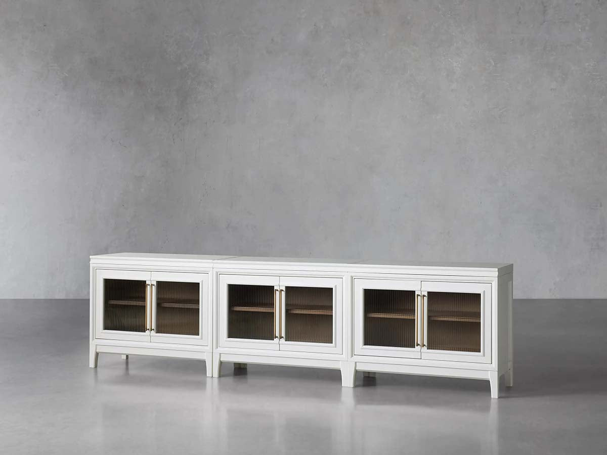Rowan Modular Glass Door TV Stand Cabinet Mahogany Sideboard Wood Television Storage Unit