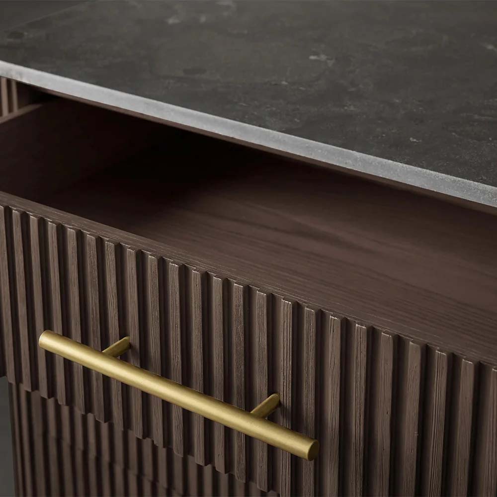 Finnley Wood Eight-Drawer Dresser with Marble or Bluestone Top Rural Chest Of 8 Drawers Cabinet