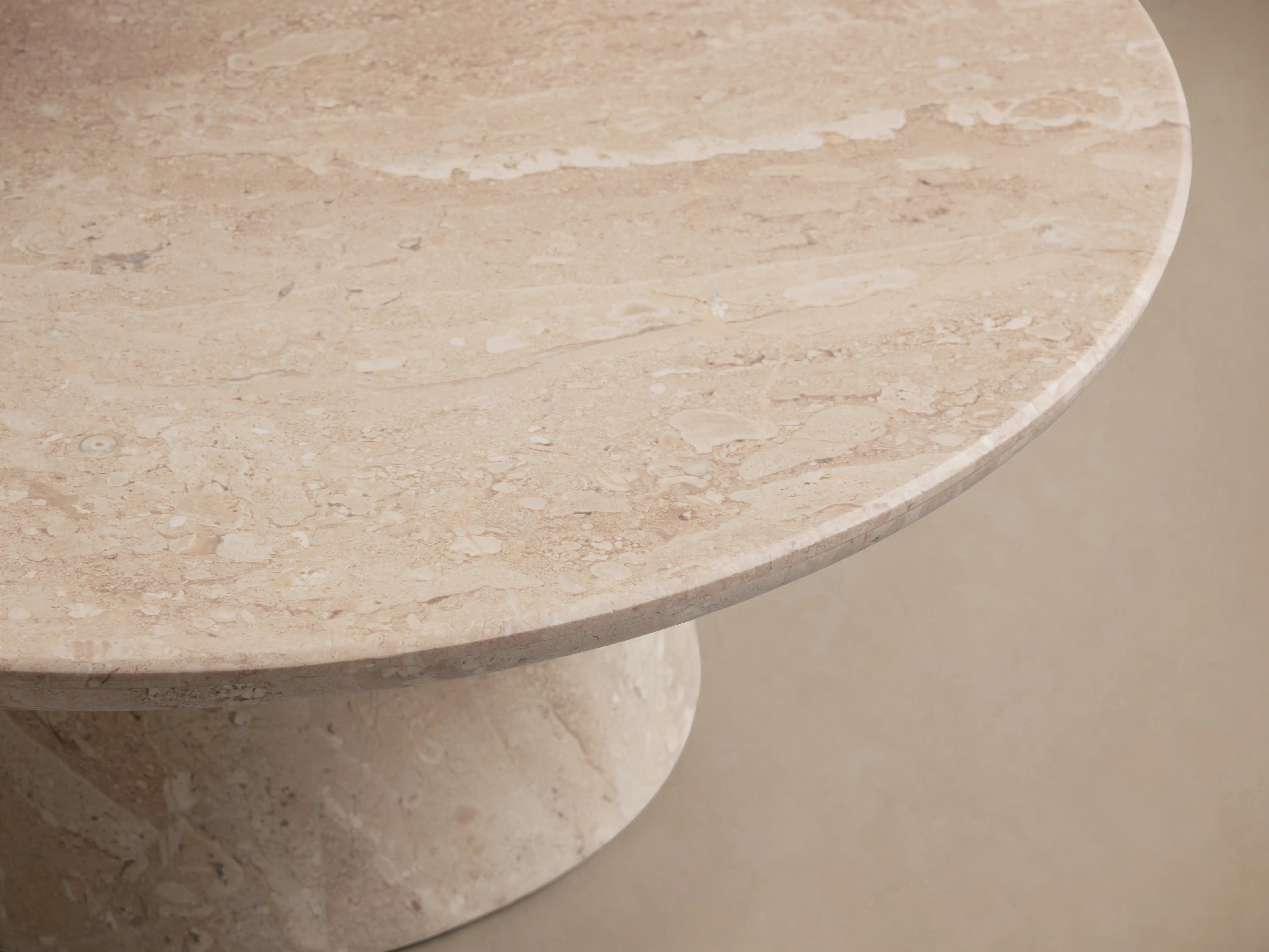 Hemmings Stone Nesting Coffee Table in Italian Marble with Waterfall Design