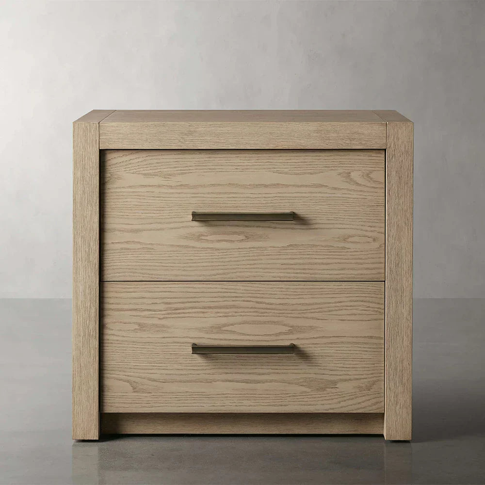 Bodhi Tall Nightstand Wood Night Side Cabinet Rustic Bedside Table Two-Drawer Chest