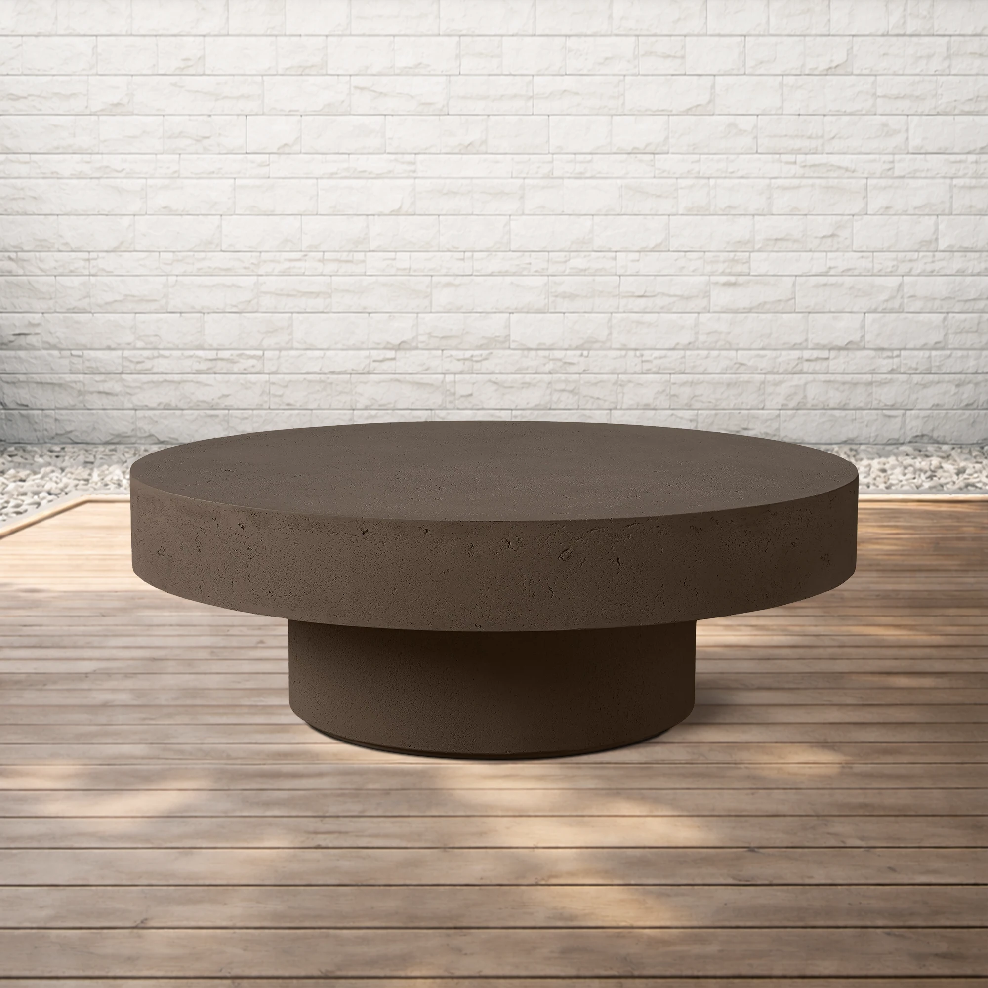 Azores Round Concrete Outdoor Coffee Table for Patio and Terrace Spaces