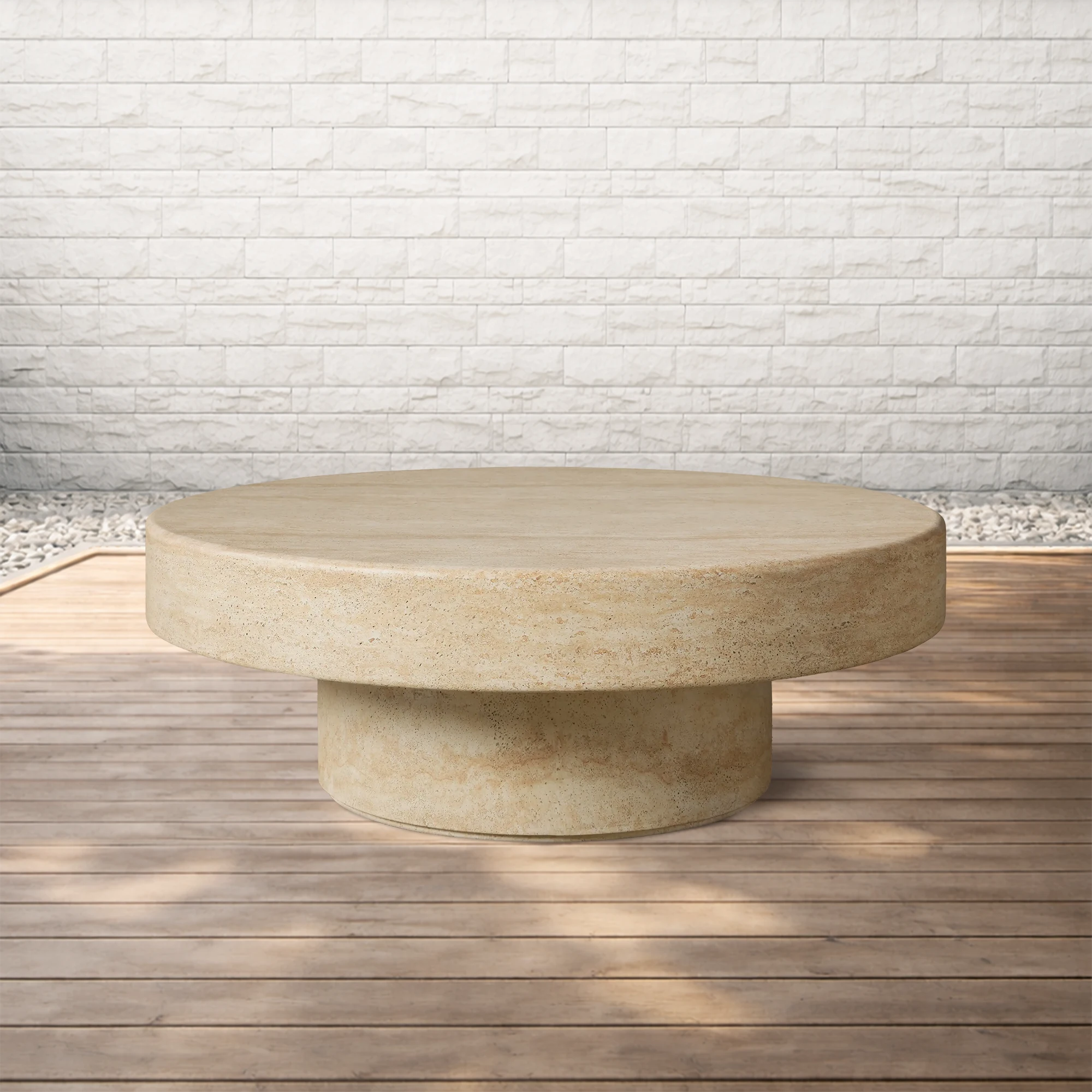 Azores Round Concrete Outdoor Coffee Table for Patio and Terrace Spaces
