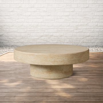 Azores Round Concrete Outdoor Coffee Table for Patio and Terrace Spaces