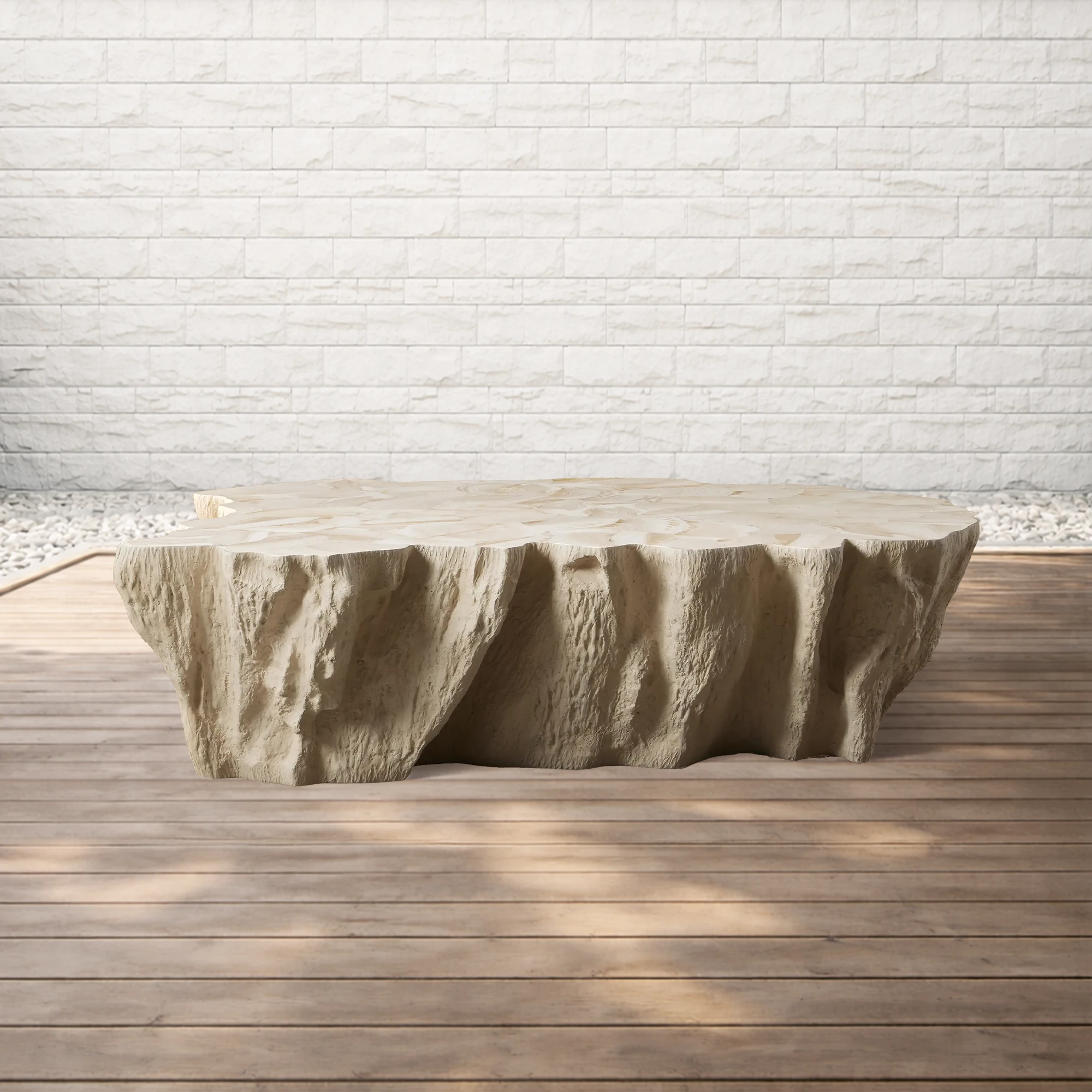 Clayhill Outdoor Coffee Table Fossilized Clamshell Veneers Living Sofa Center Tea Table