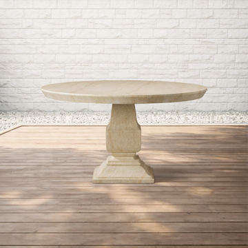 Primrose Outdoor Round Dining Table with Marble Stone Top Patio Dining Table