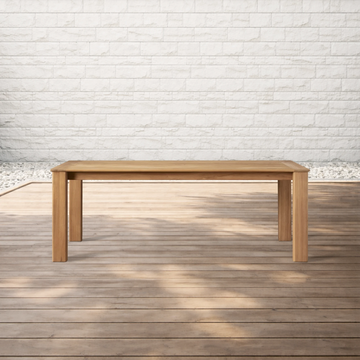 Zoe Natural Teak Outdoor Dining Table Minimalist Slatted Patio Garden Dining Table