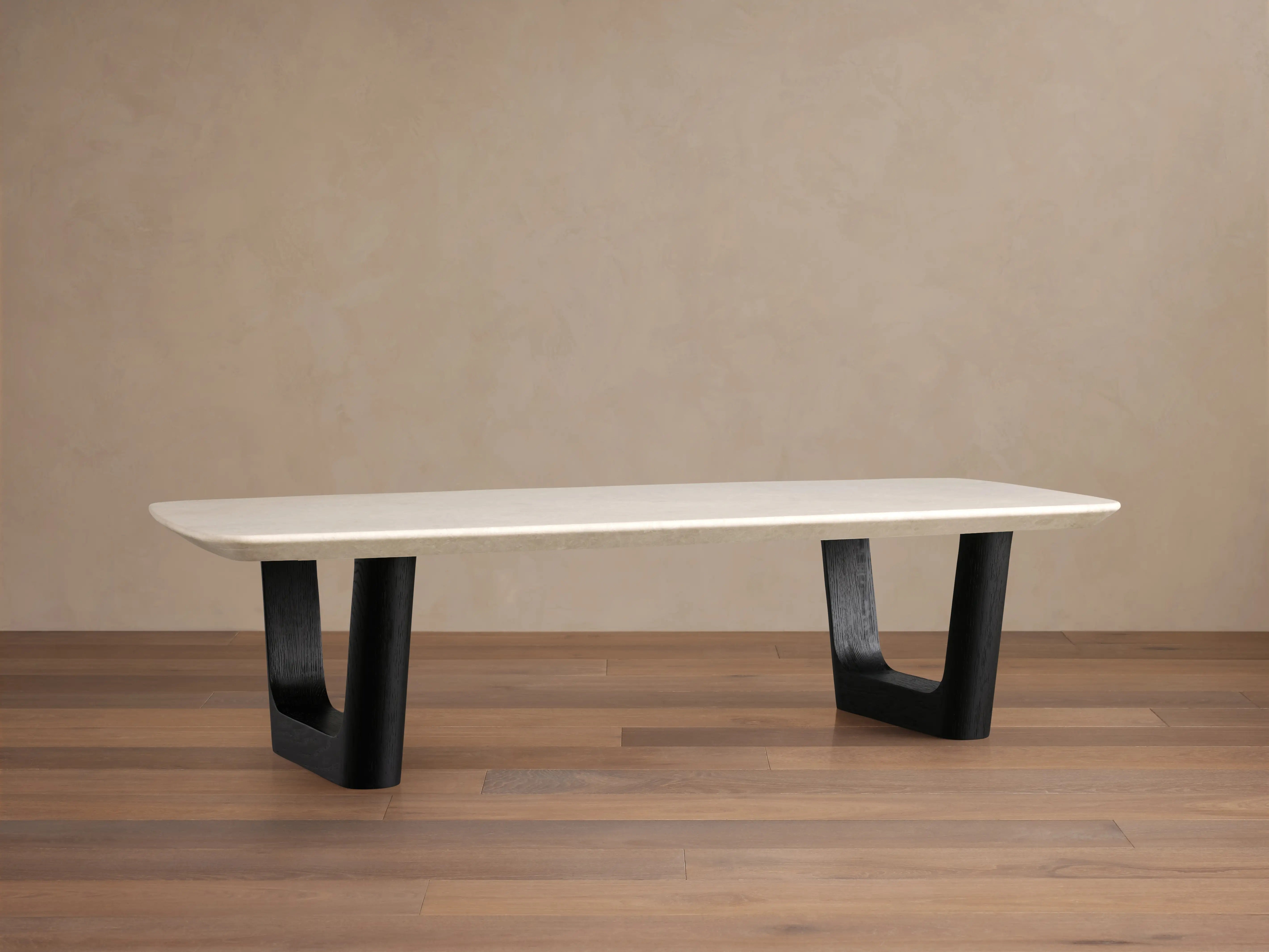 Saint Germain Stone Coffee Table with Rennes Base in Natural Stone