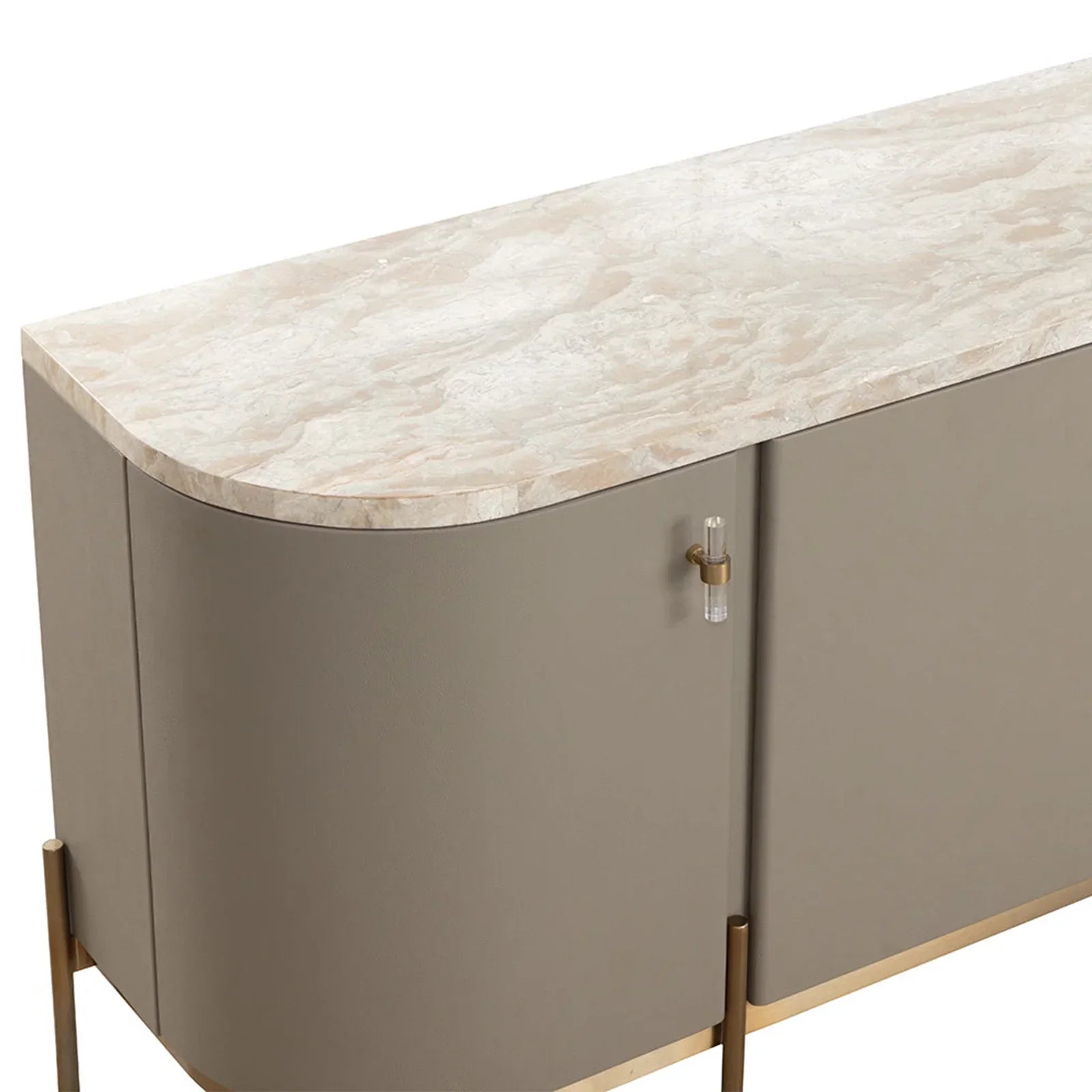 Canodi Luxury Marble Top Sideboard Wood Storage Cabinets With Leather Finish