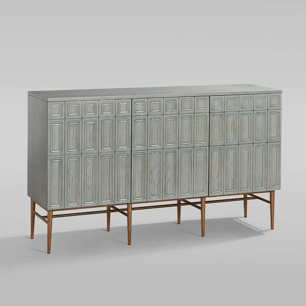 Verdin 3-Door Sideboards Wood Living Room Entrance Storage Cabinets With Steel Base
