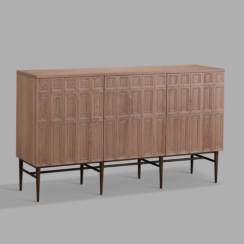 Verdin 3-Door Sideboards Wood Living Room Entrance Storage Cabinets With Steel Base