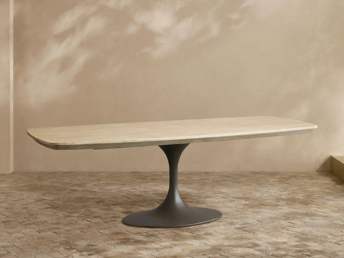 Outdoor Dining Table with Stone Top Launette Base