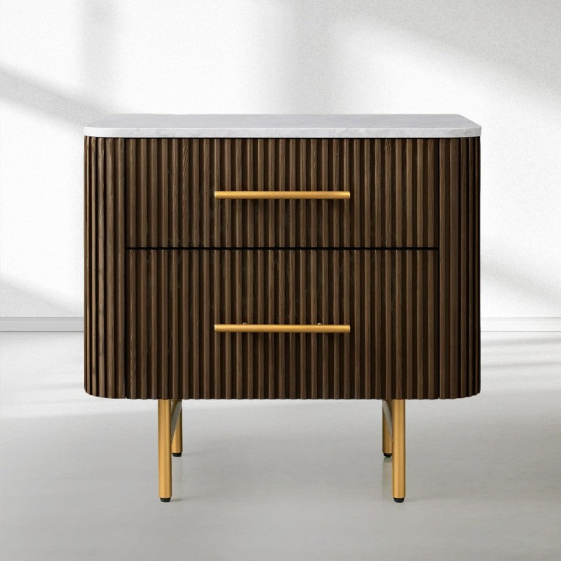 Finnley Closed Nightstand Solid Wood 2 Drawer Bedside Table for Modern Bedroom