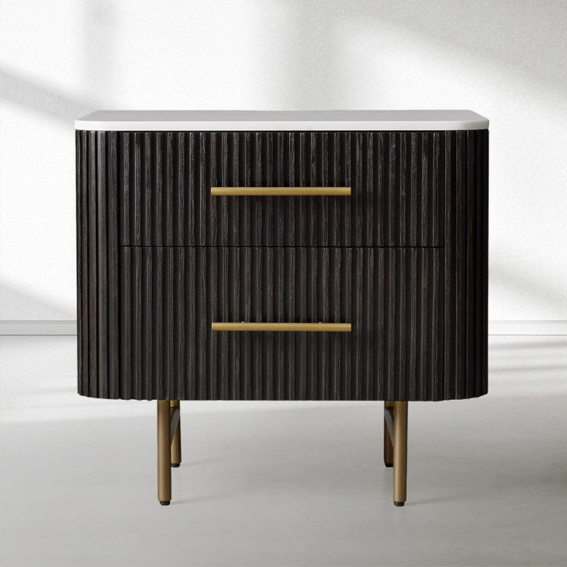 Finnley Closed Nightstand Solid Wood 2 Drawer Bedside Table for Modern Bedroom