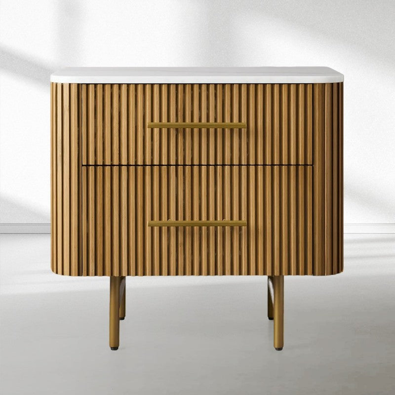 Finnley Closed Nightstand Solid Wood 2 Drawer Bedside Table for Modern Bedroom
