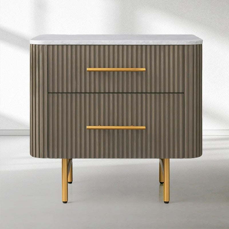 Finnley Closed Nightstand Solid Wood 2 Drawer Bedside Table for Modern Bedroom