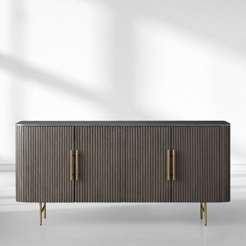 Finnley Wood Sideboard Marble Countertop Buffet Storage Rural Entryways Cabinet