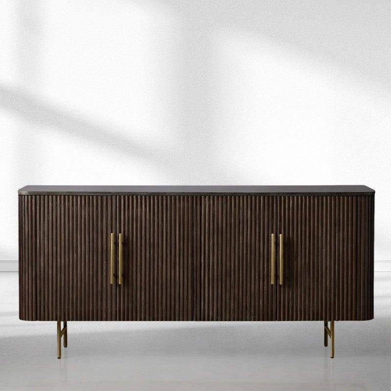 Finnley Wood Sideboard Marble Countertop Buffet Storage Rural Entryways Cabinet