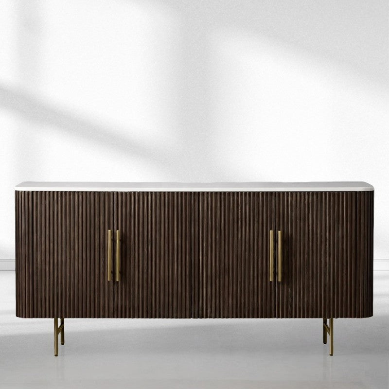 Finnley Wood Sideboard Marble Countertop Buffet Storage Rural Entryways Cabinet