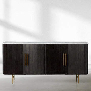 Finnley Wood Sideboard Marble Countertop Buffet Storage Rural Entryways Cabinet