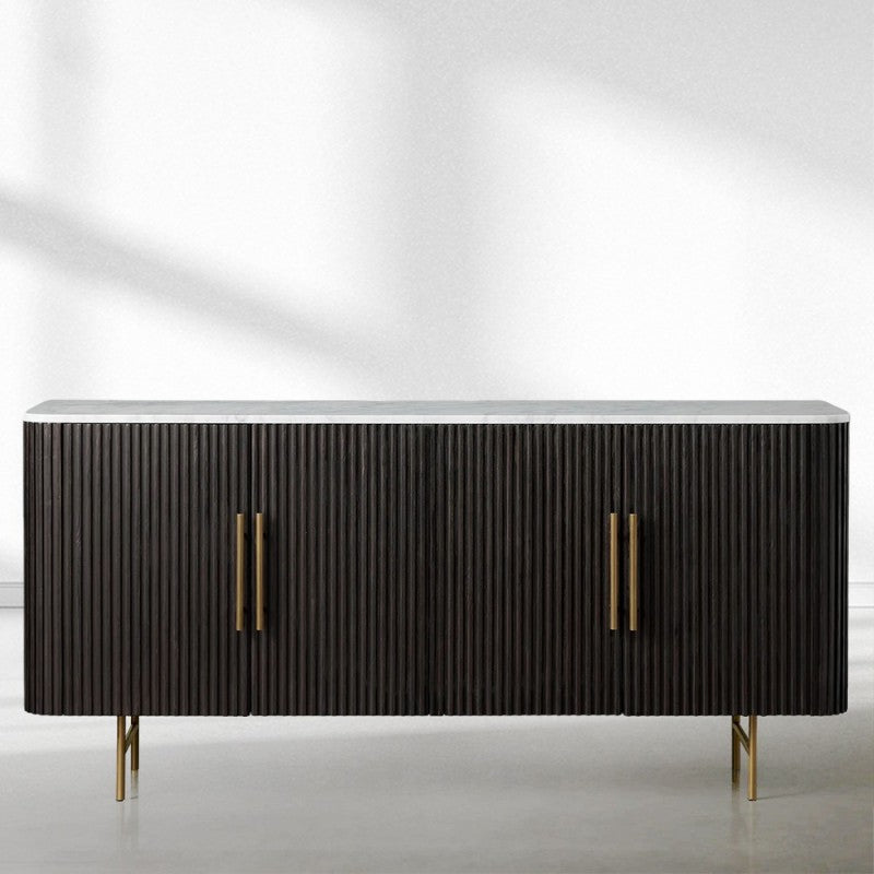 Finnley Wood Sideboard Marble Countertop Buffet Storage Rural Entryways Cabinet