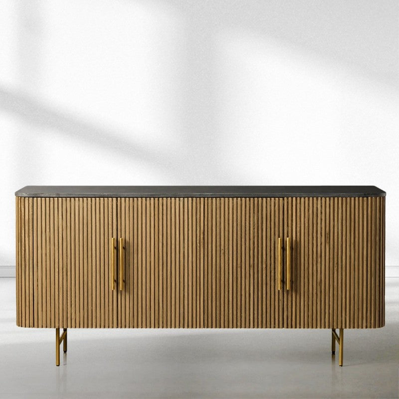 Finnley Wood Sideboard Marble Countertop Buffet Storage Rural Entryways Cabinet