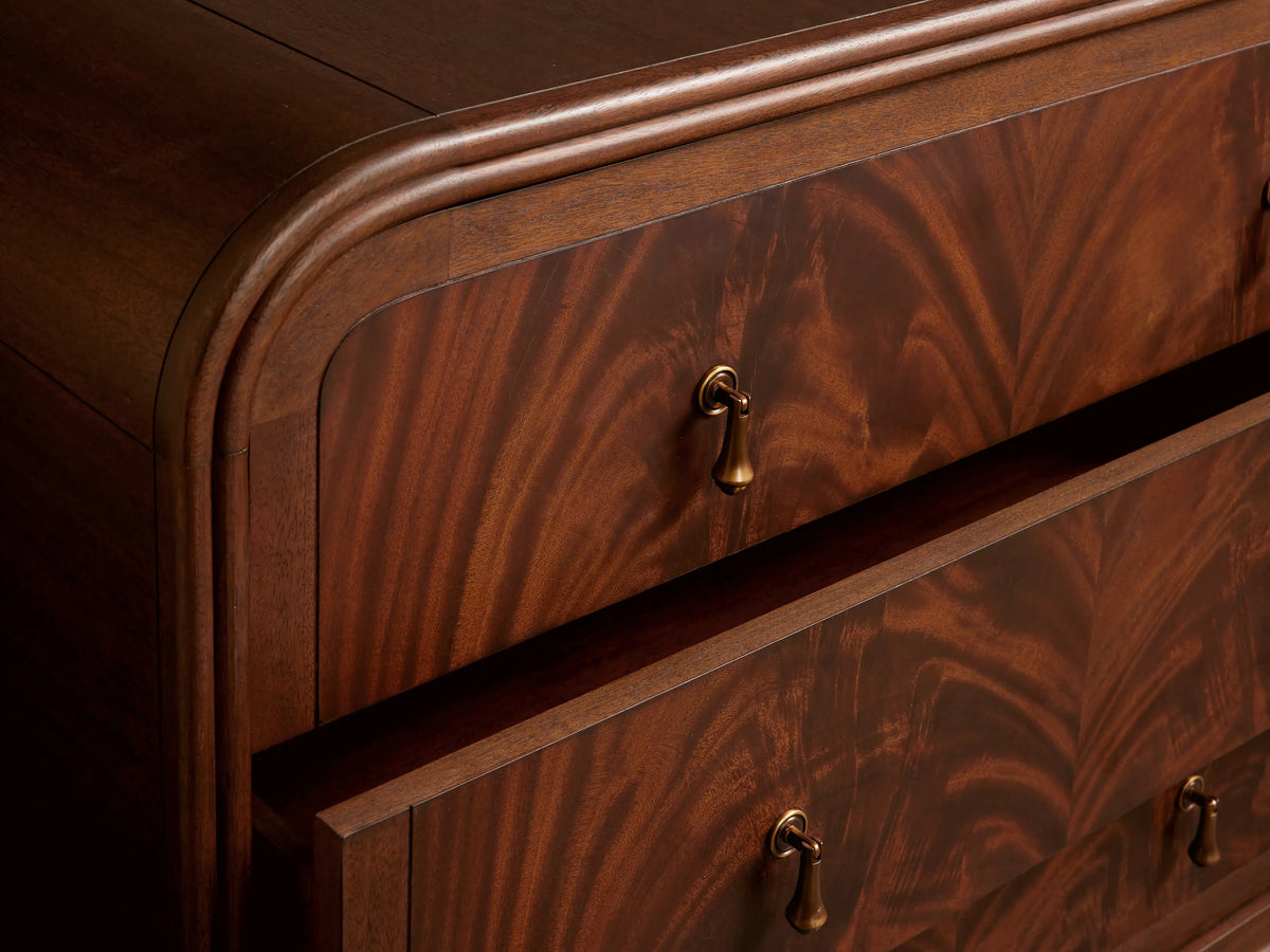 Frances Mahogany Wood 6 Drawer Dresser Wide Bedroom Storage