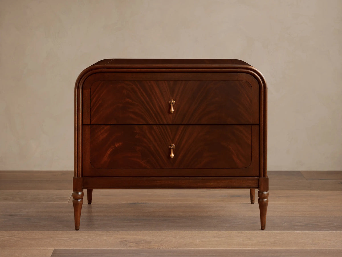 Frances Mahogany Wood Nightstand 2 Drawer Bedside Table