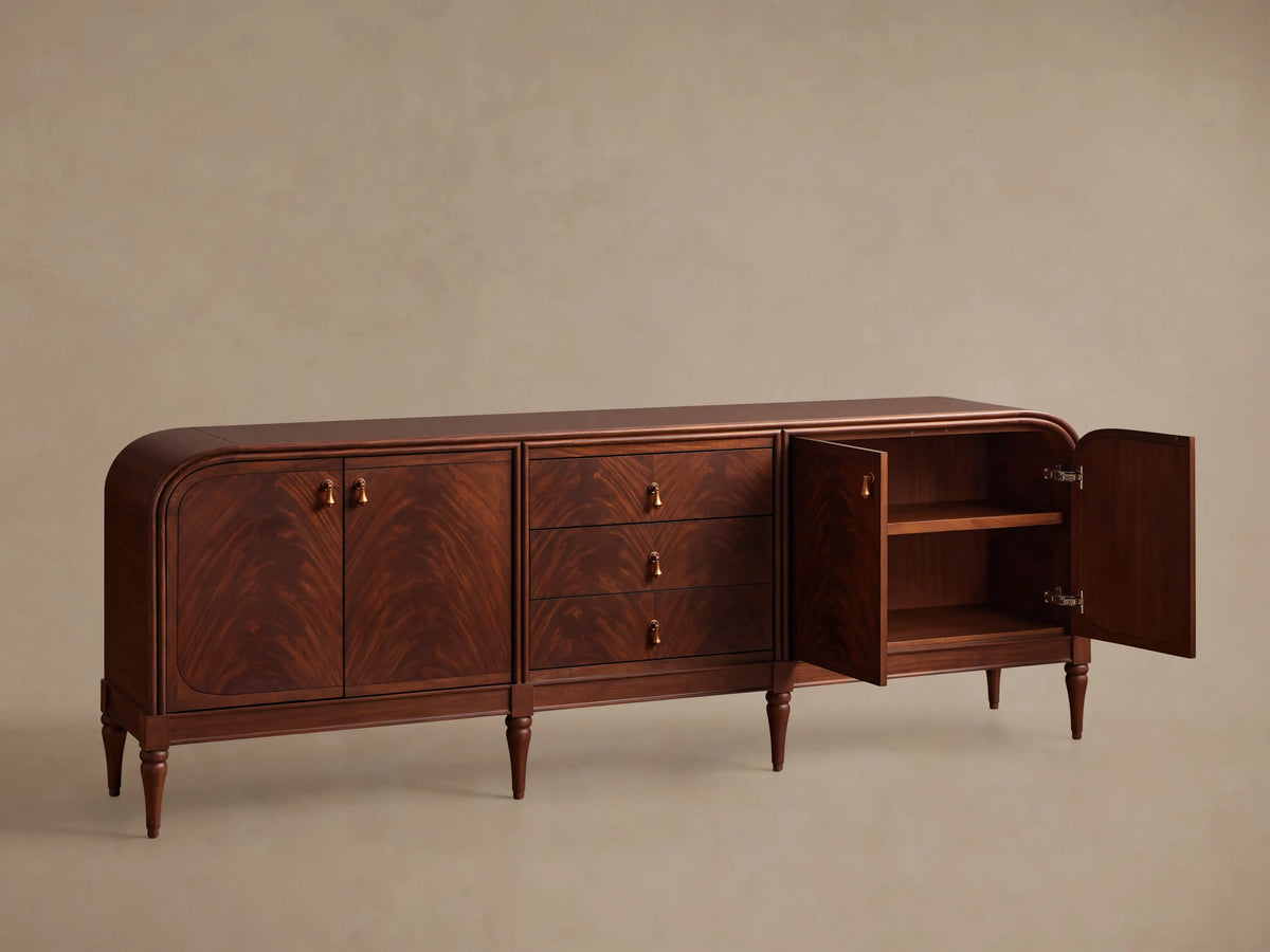 Frances Mahogany Wood Sideboard with Drawers Wide Buffet Storage Cabinet