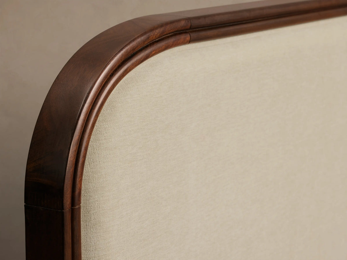 Frances Mahogany Wood Upholstered Bed Queen and King Platform Bed