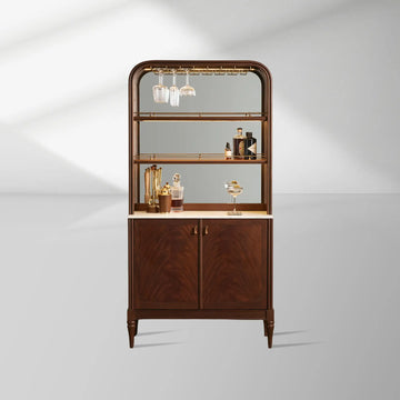 Frances Mahogany Wood Bar Cabinet Wine and Stemware Storage