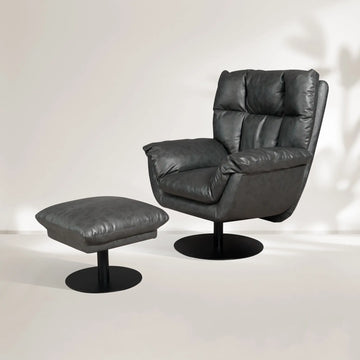 Deacon Microfiber Leather Swivel Recliner  & Ottoman