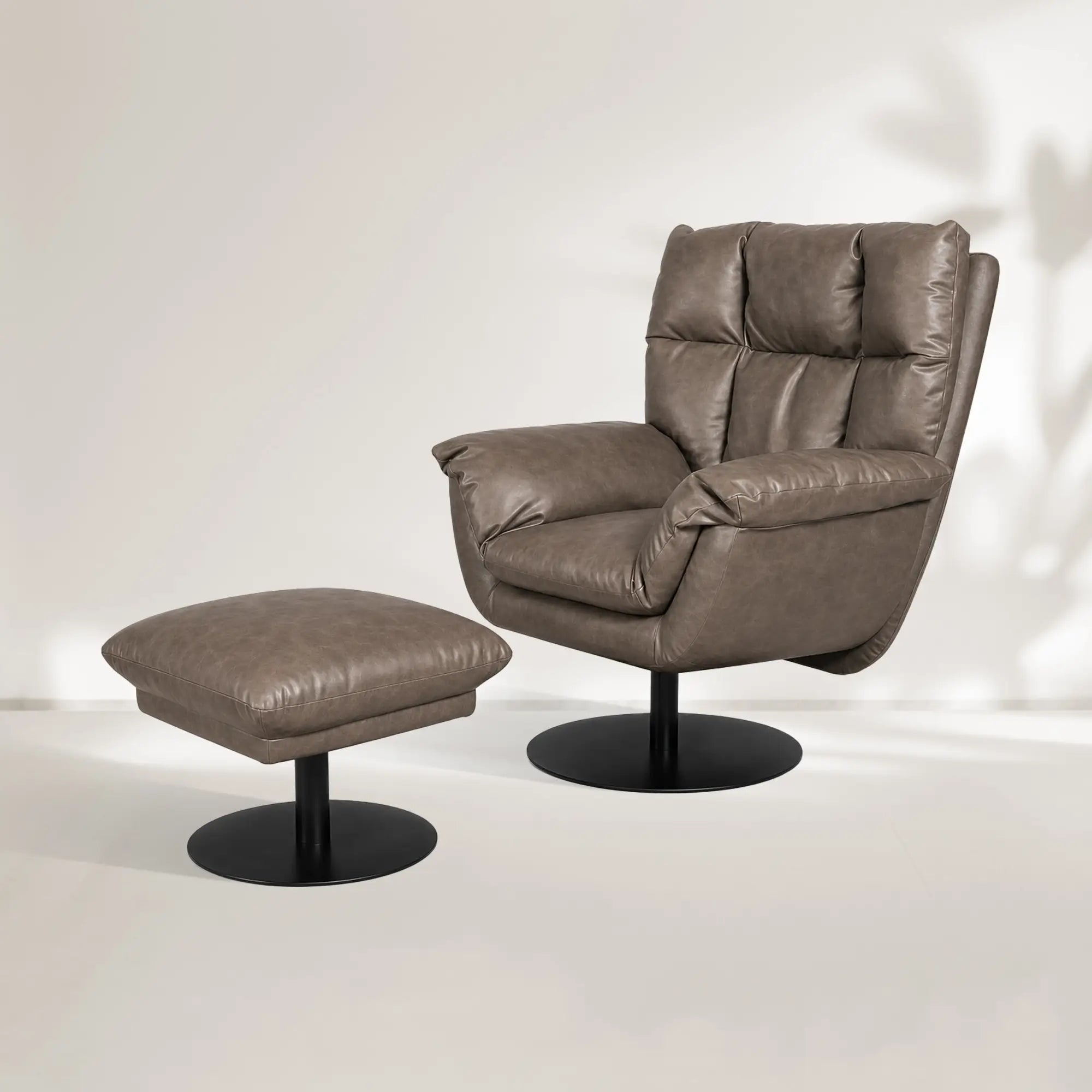 Deacon Microfiber Leather Swivel Recliner  & Ottoman