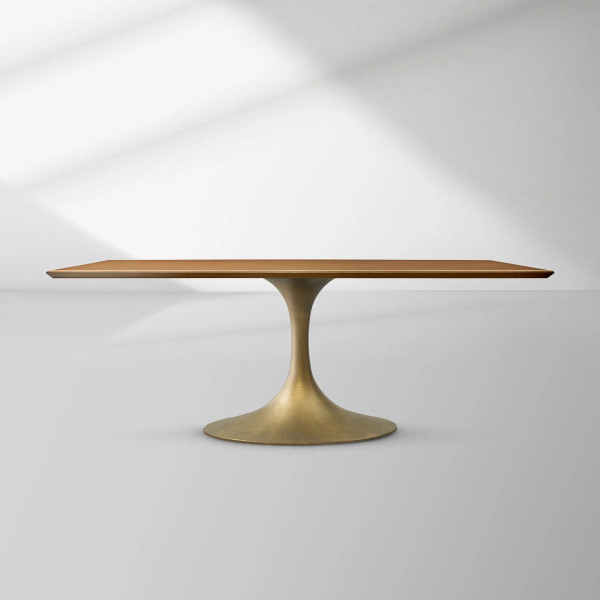 Aero Rectangular Oak Dining Table with Cast Steel Pedestal Base