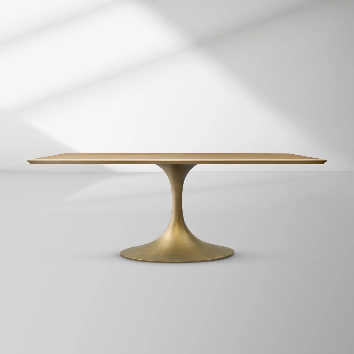 Aero Rectangular Oak Dining Table with Cast Steel Pedestal Base