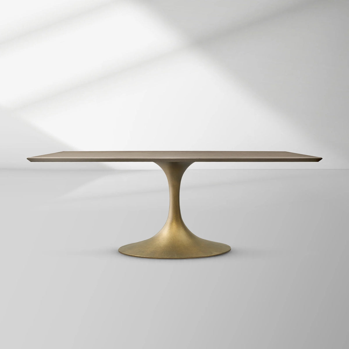 Aero Rectangular Oak Dining Table with Cast Steel Pedestal Base