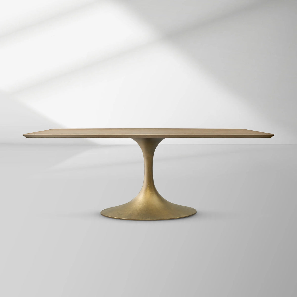 Aero Rectangular Oak Dining Table with Cast Steel Pedestal Base