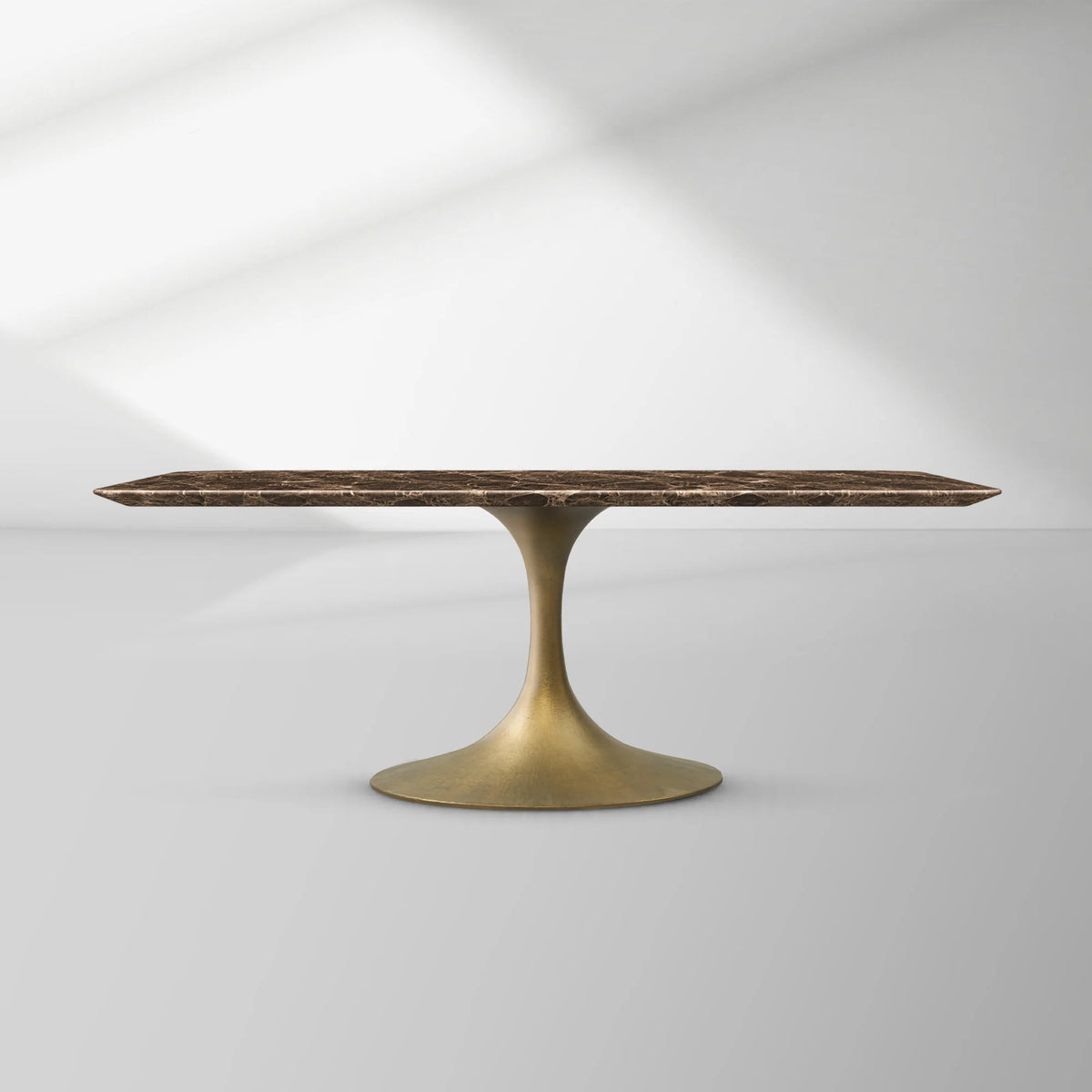 Aero Rectangular Stone Dining Table with Marble Top and Cast Steel Base