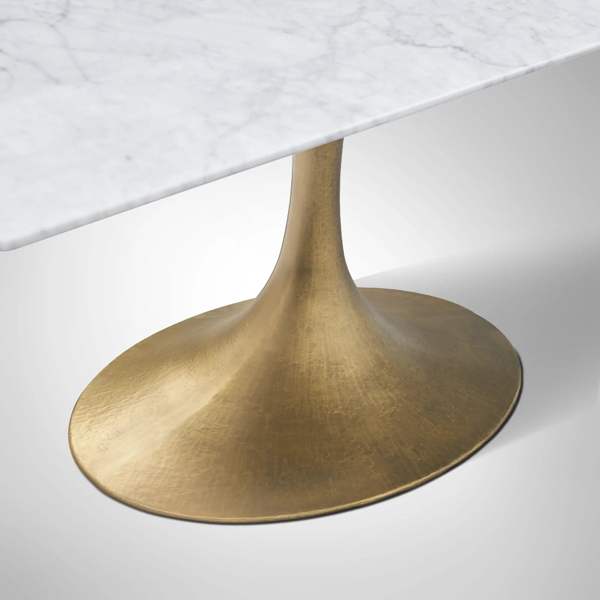 Aero Rectangular Stone Dining Table with Marble Top and Cast Steel Base