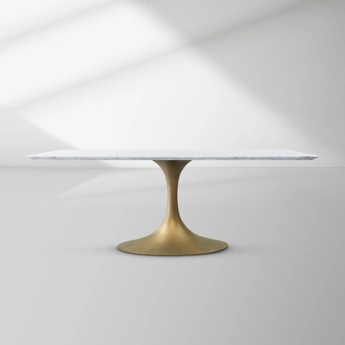 Aero Rectangular Stone Dining Table with Marble Top and Cast Steel Base