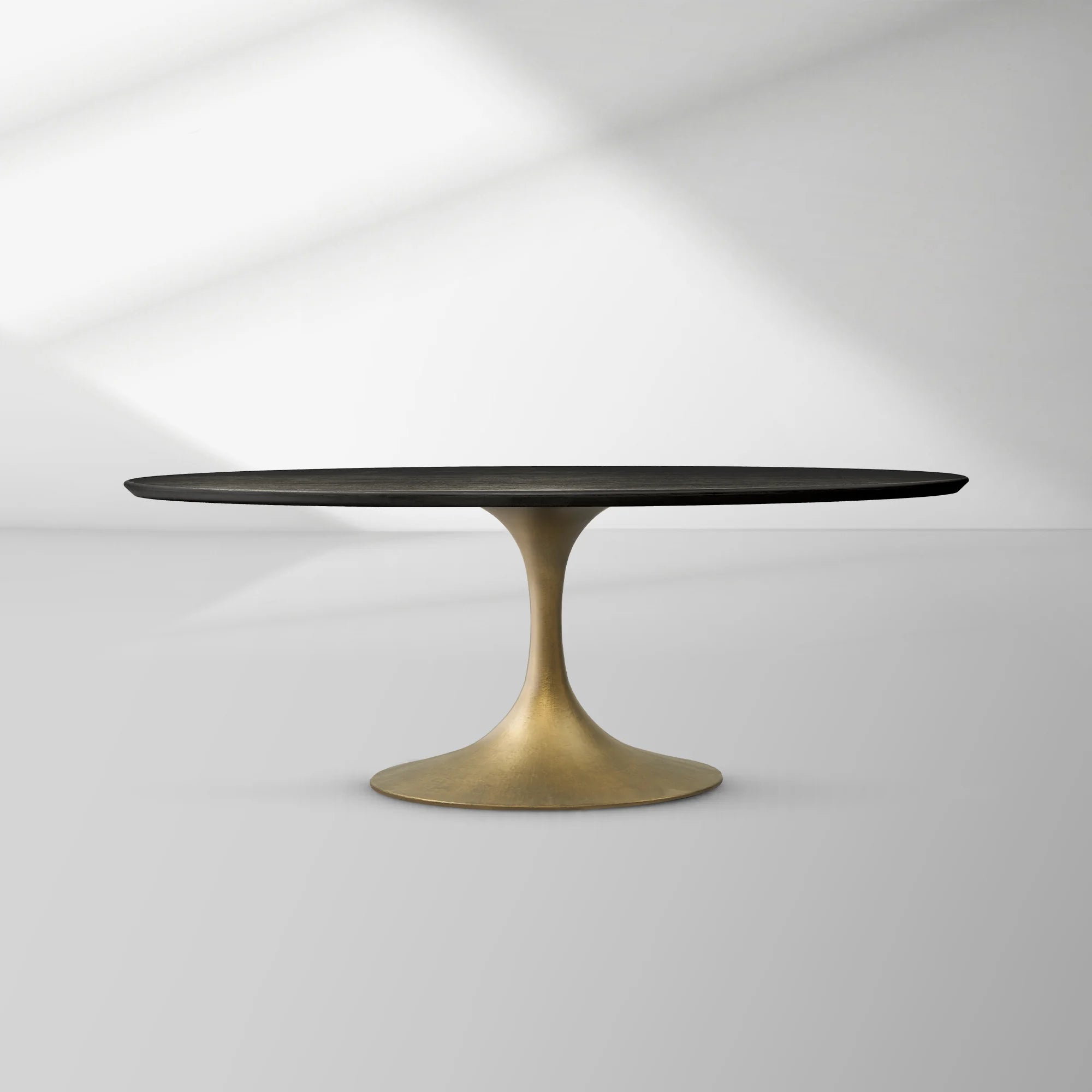 Aero Oval Oak Dining Table with Cast Steel Pedestal Base