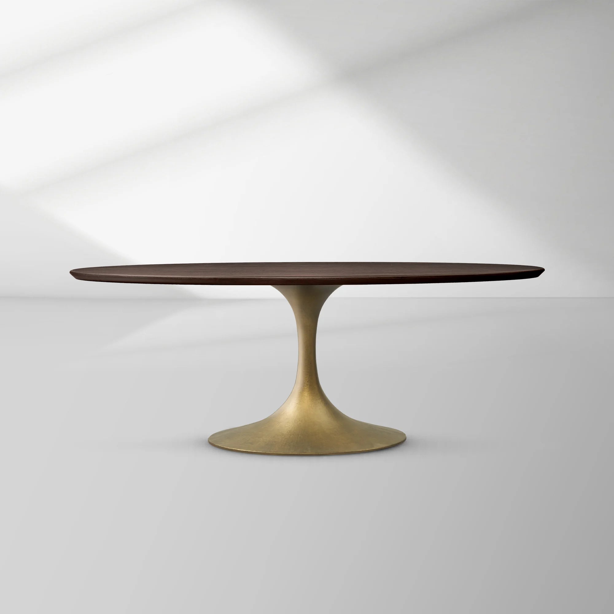 Aero Oval Oak Dining Table with Cast Steel Pedestal Base