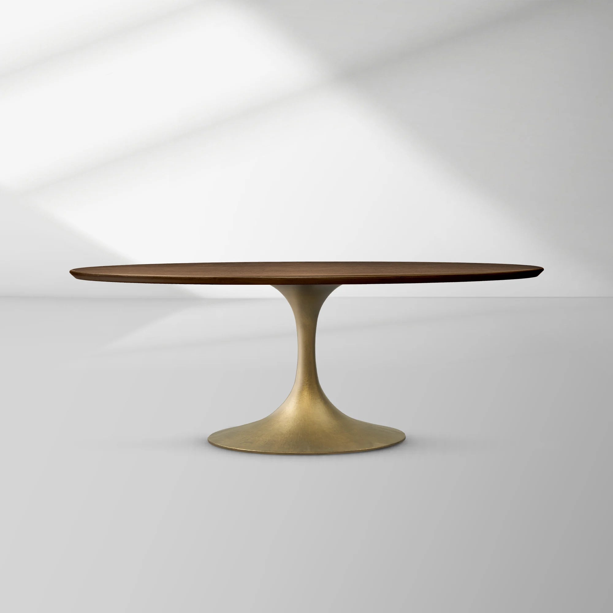 Aero Oval Oak Dining Table with Cast Steel Pedestal Base