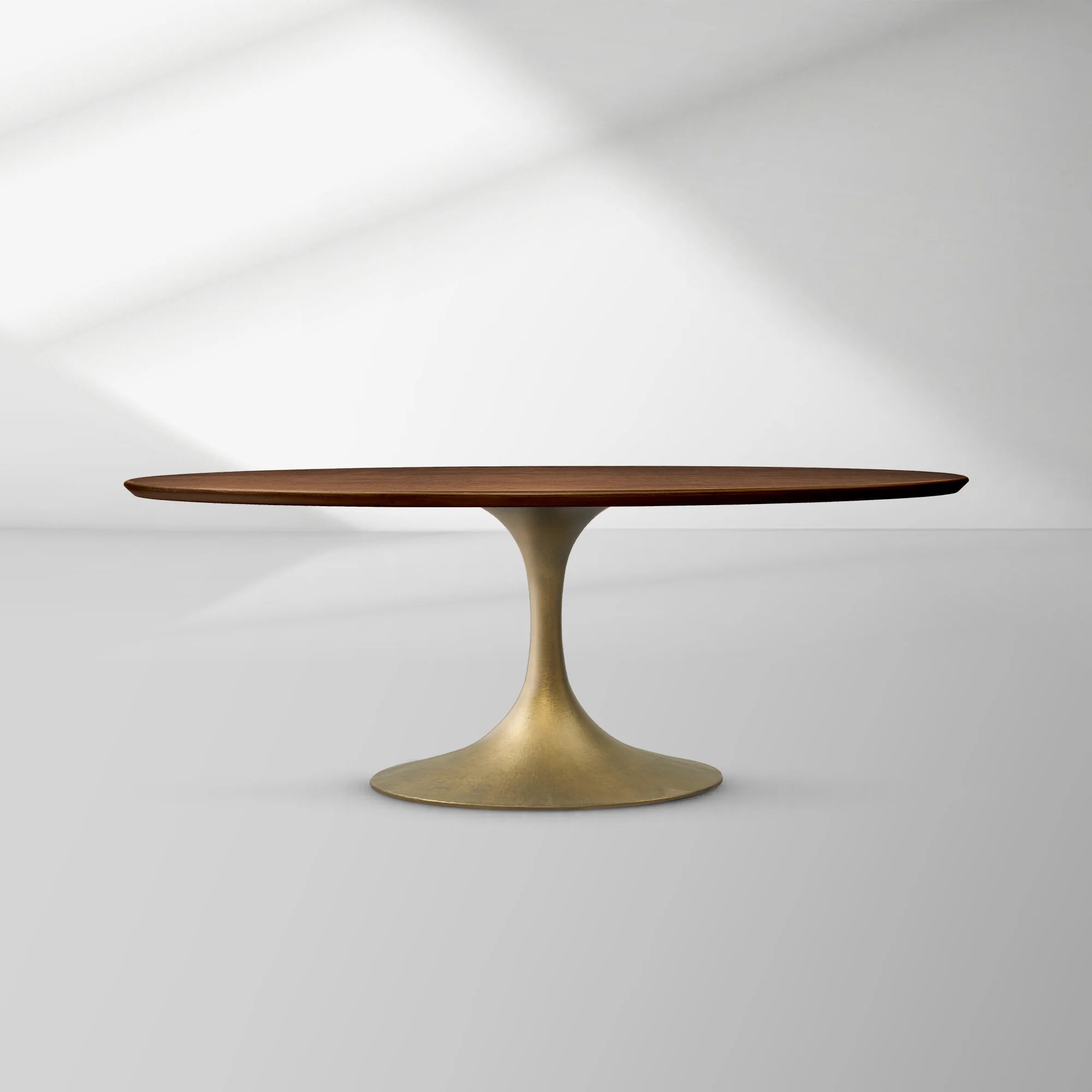 Aero Oval Oak Dining Table with Cast Steel Pedestal Base