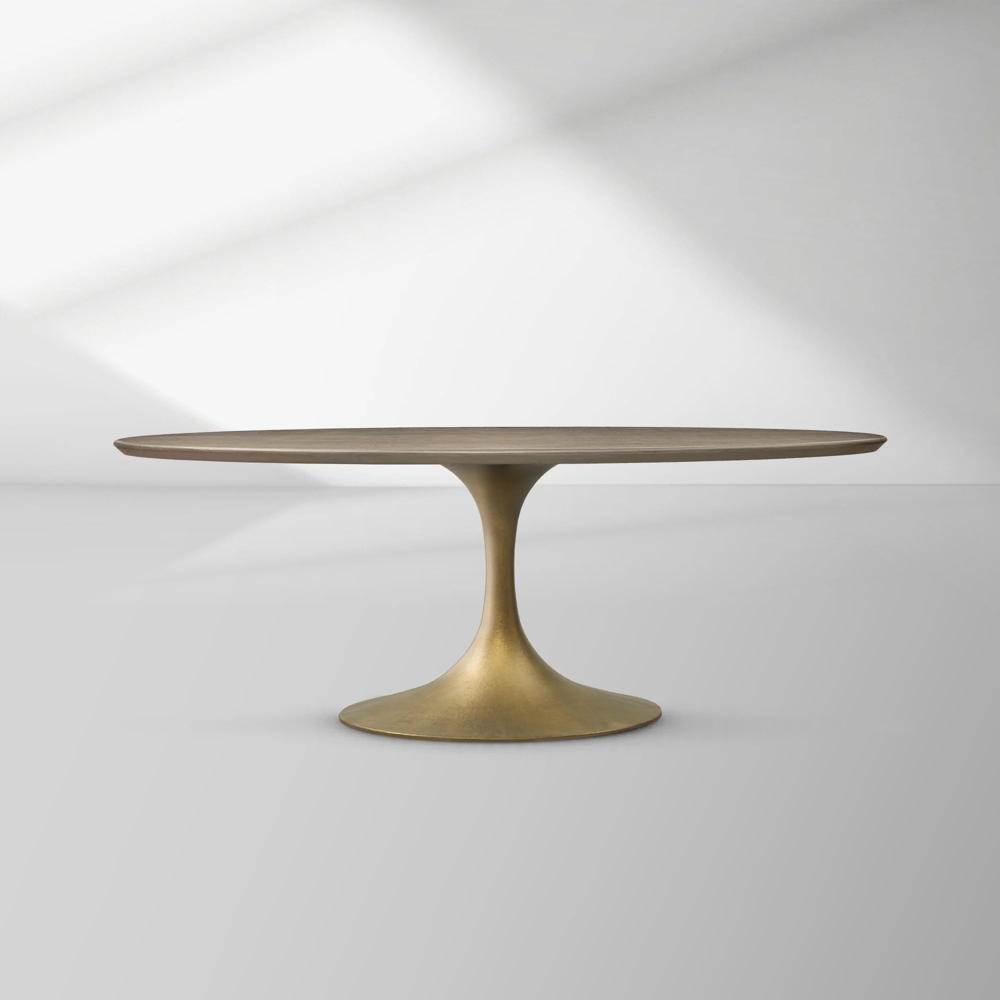 Aero Oval Oak Dining Table with Cast Steel Pedestal Base