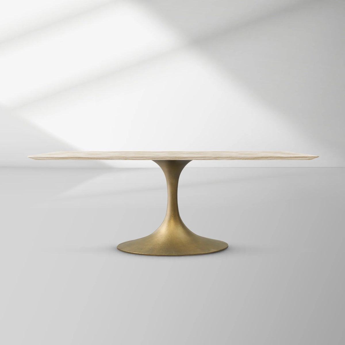 Aero Rectangular Stone Dining Table with Marble Top and Cast Steel Base