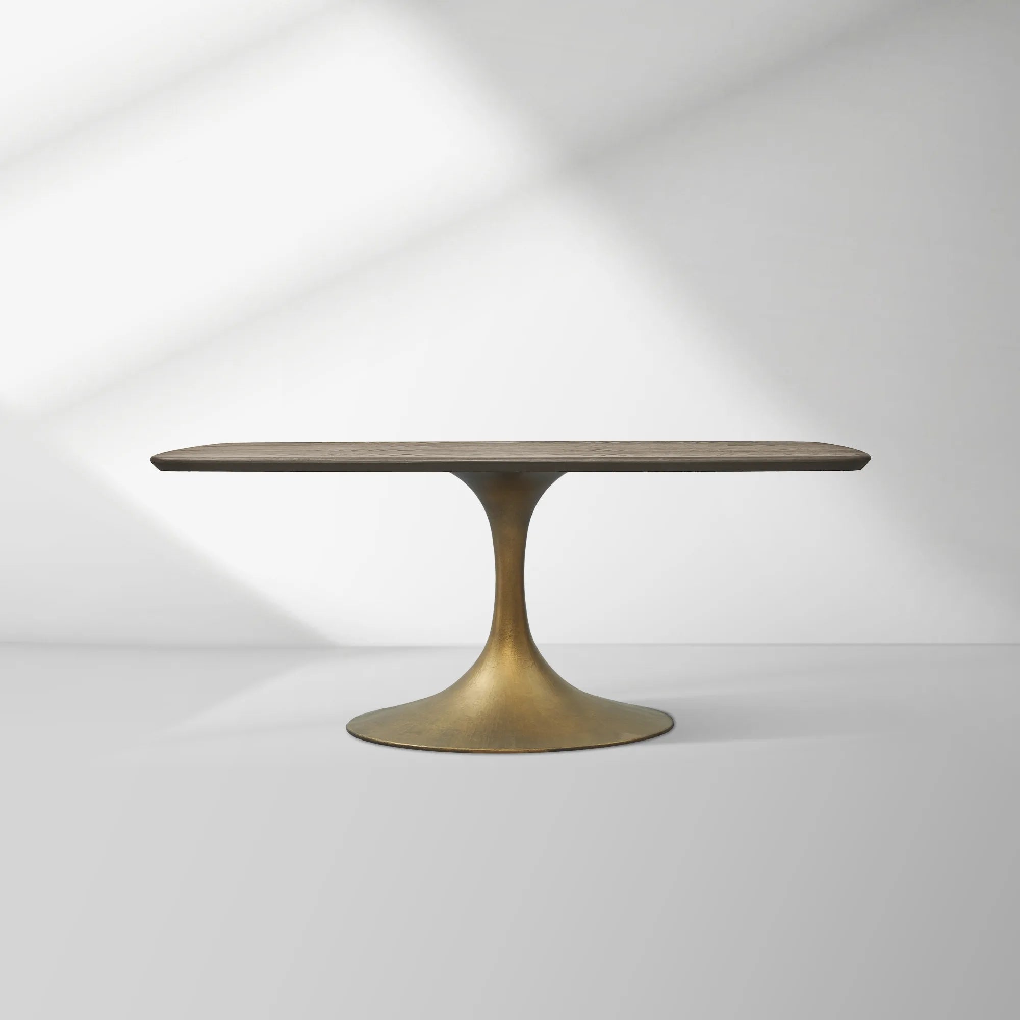 Aero Solid Oak Top Dining Table Tulip Rectangular Dining Table with Launette Base
